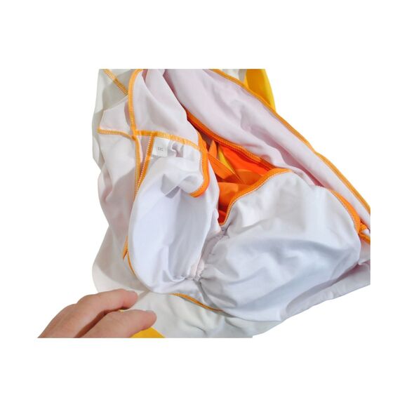 Plus Size 5XL Gradient Orange Yellow Swim dress Shorts Set Ruched Bust Padd - Picture 4 of 12